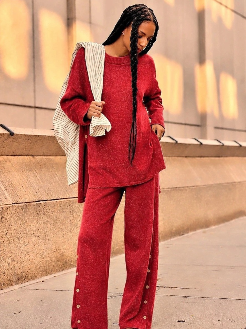 NWOT Free People Button Up Sweater Set in Red